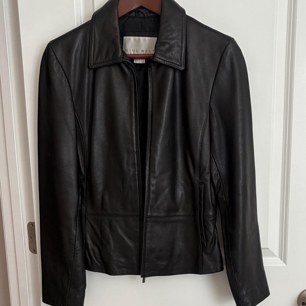 Nine West Classic Black Leather Jacket